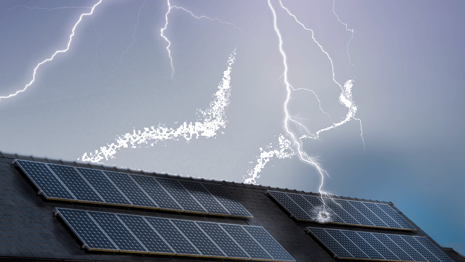 lightning strikes on solar panels